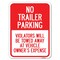Signmission No Parking No Trailer Parking Violators Will Be Towed Away at Vehicle Owners Expense, A-1824-23663 A-1824-23663 - alternate 1